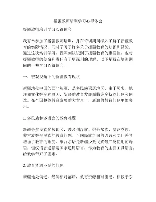 援疆教师培训学习心得体会