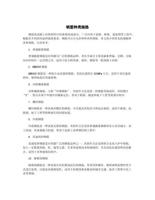 钢筋种类规格