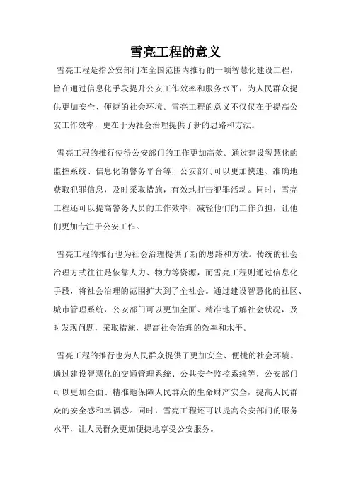 雪亮工程的意义