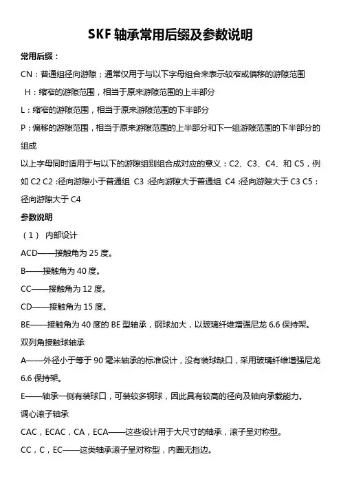 SKF轴承参数说明