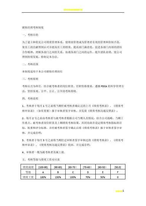 销售经理绩效考核方案77039