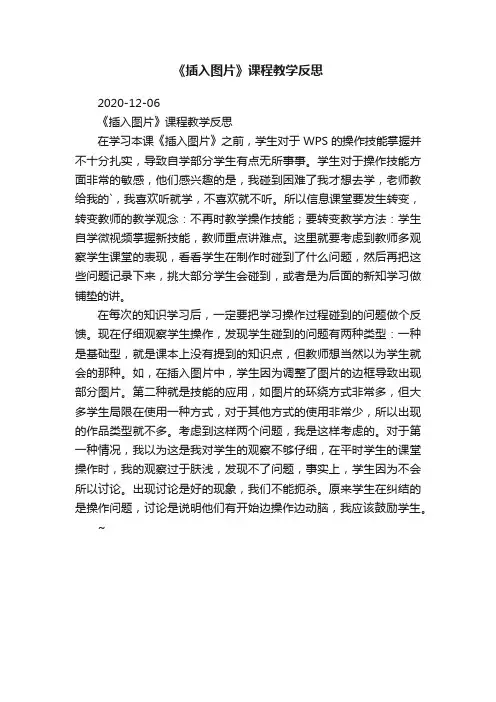 《插入图片》课程教学反思