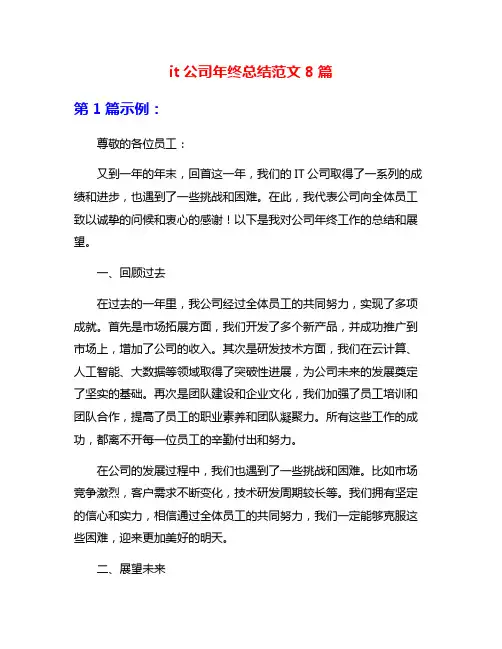 it公司年终总结范文8篇