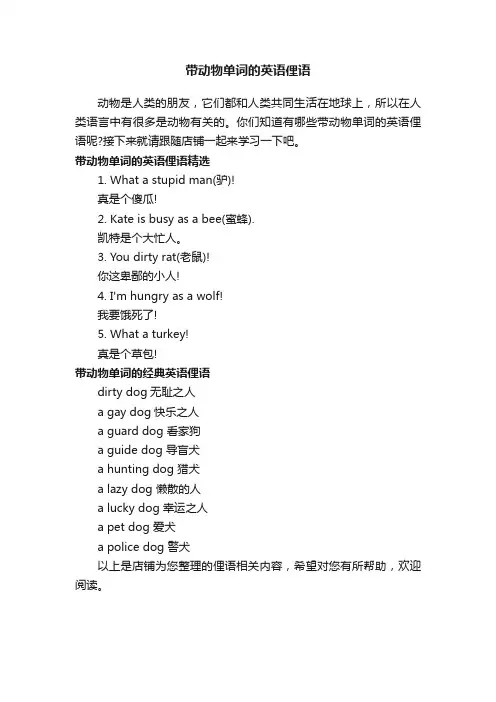 带动物单词的英语俚语