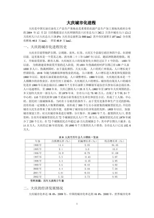 大庆城市化进程