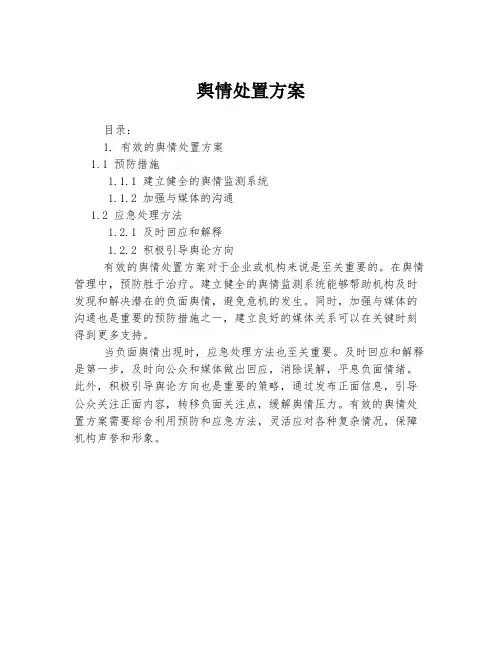舆情处置方案