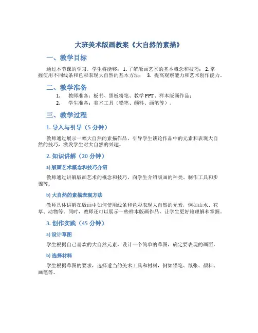 大班美术版画教案《大自然的素描》