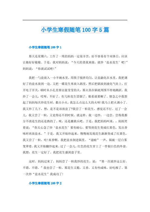 小学生寒假随笔100字5篇