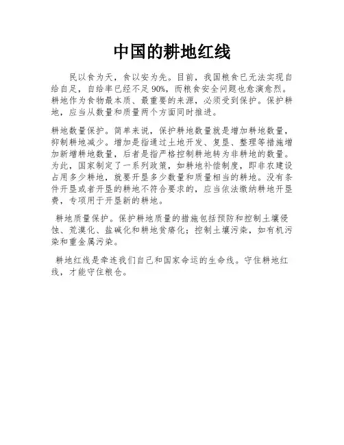 中国的耕地红线