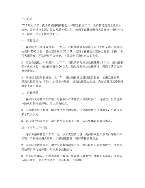 森林消防队半年工作总结