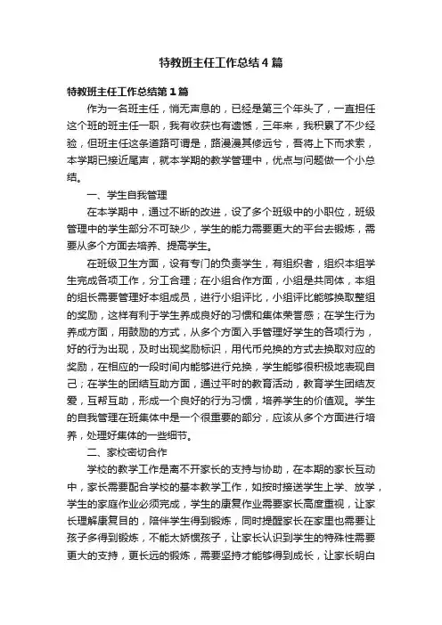 特教班主任工作总结4篇