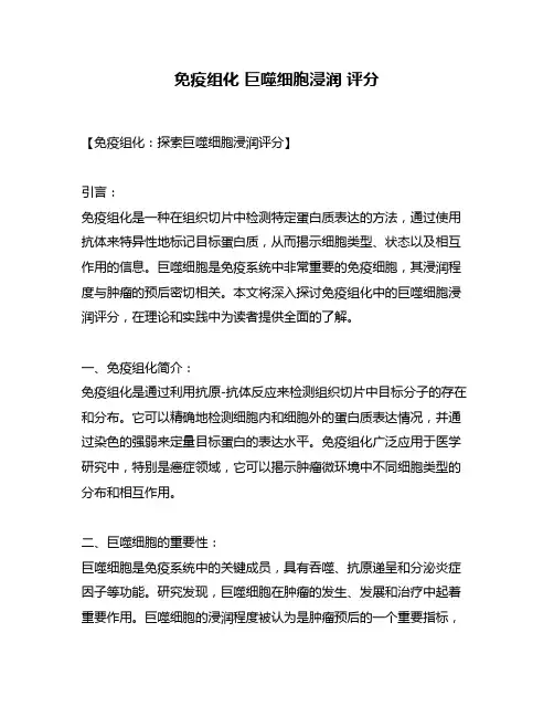 免疫组化 巨噬细胞浸润 评分