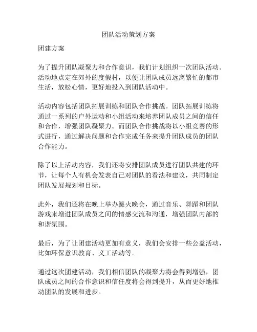 团队活动策划方案