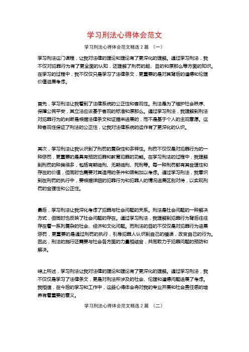 学习刑法心得体会范文2篇