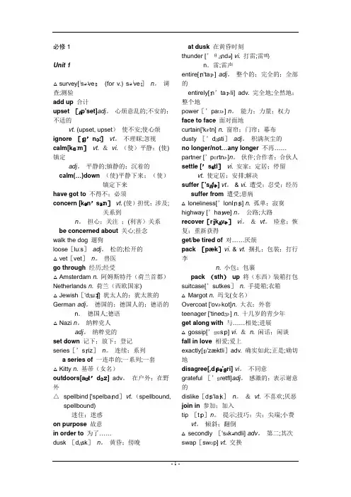 人教版高中英语单词表(必修一到必修五音标版本)