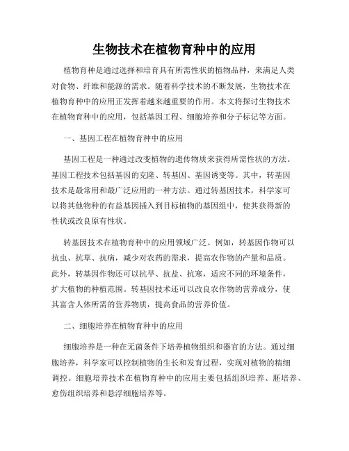 生物技术在植物育种中的应用