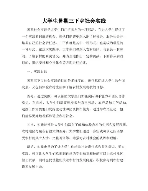 大学生暑期三下乡社会实践
