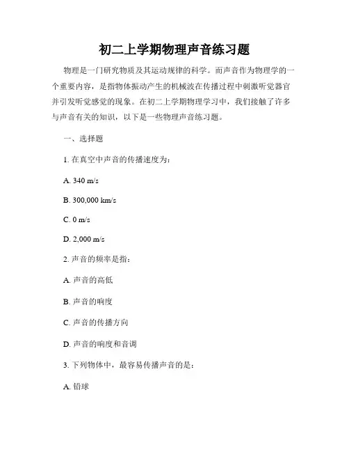 初二上学期物理声音练习题