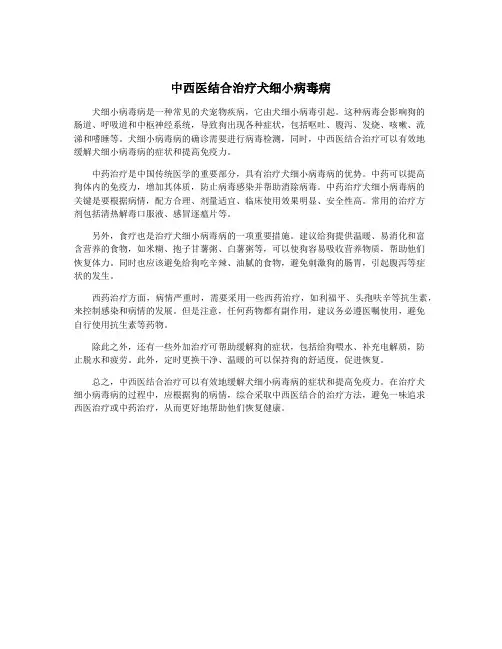 中西医结合治疗犬细小病毒病