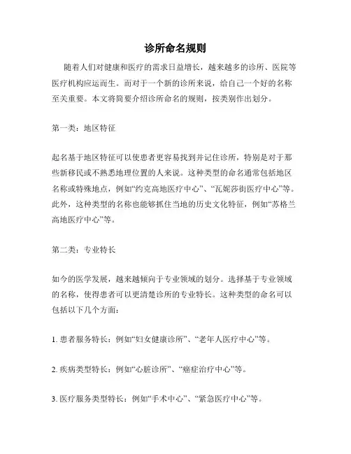 诊所命名规则