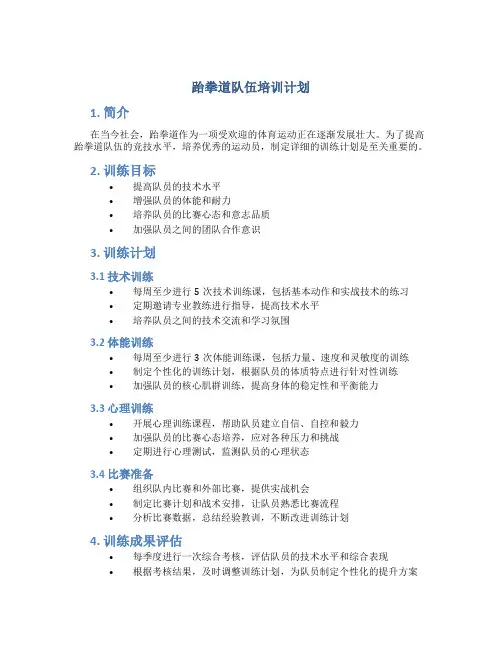 跆拳道队伍培训计划