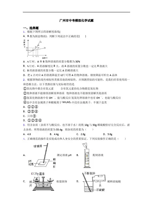 广州市中考模拟化学试题