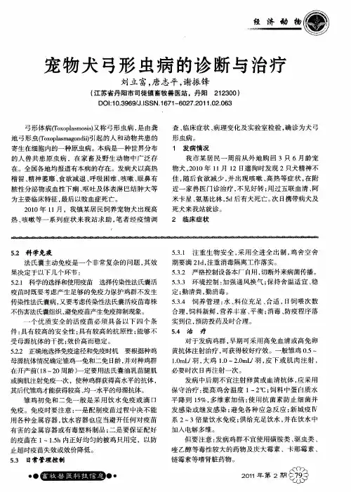 宠物犬弓形虫病的诊断与治疗