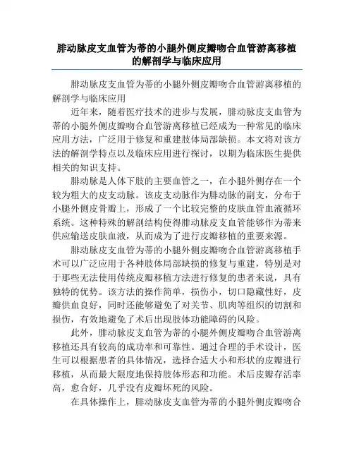 腓动脉皮支血管为蒂的小腿外侧皮瓣吻合血管游离移植的解剖学与临床应用