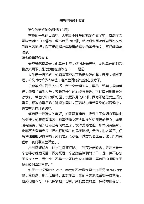 遗失的美好作文