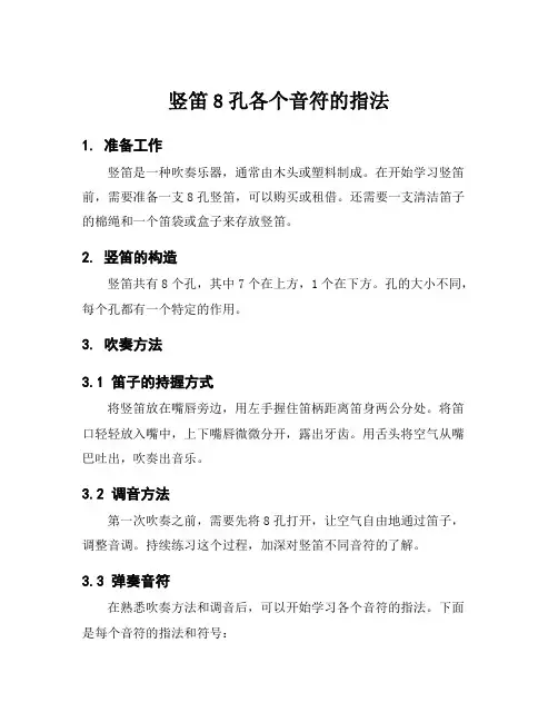 竖笛8孔各个音符的指法