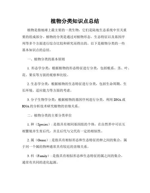 植物分类知识点总结