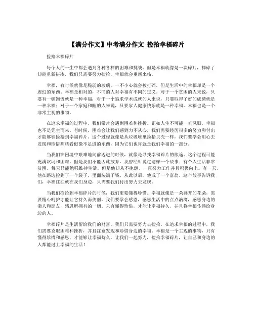 【满分作文】中考满分作文 捡拾幸福碎片