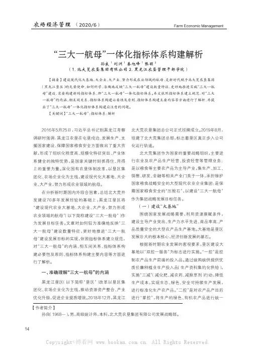 “三大一航母”一体化指标体系构建解析