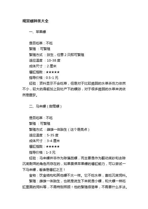 观赏螺种类大全