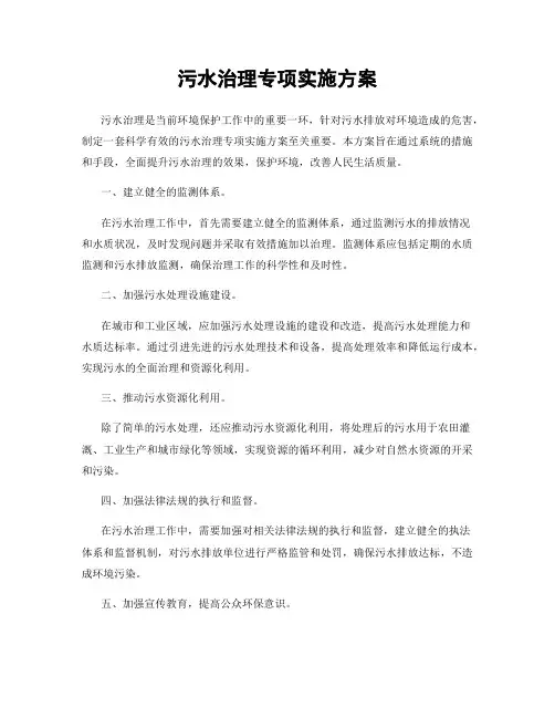 污水治理专项实施方案