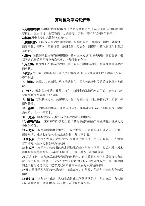 药用植物学名词解释