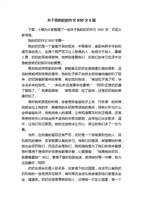 关于我的奶奶作文800字5篇