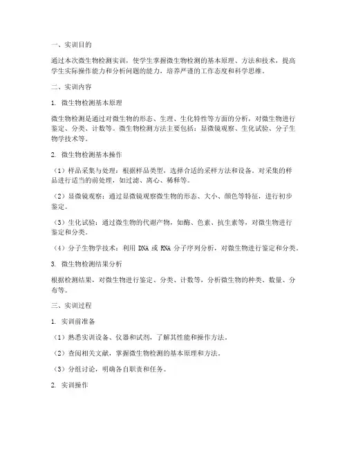 微生物检测的实训报告