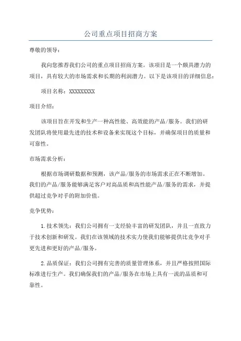 公司重点项目招商方案