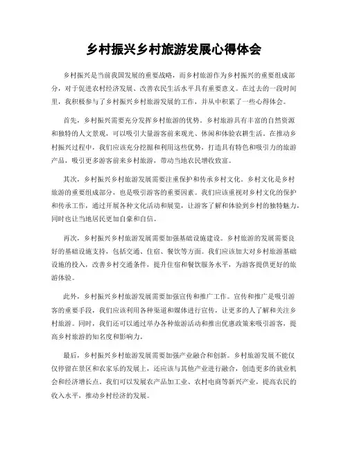 乡村振兴乡村旅游发展心得体会