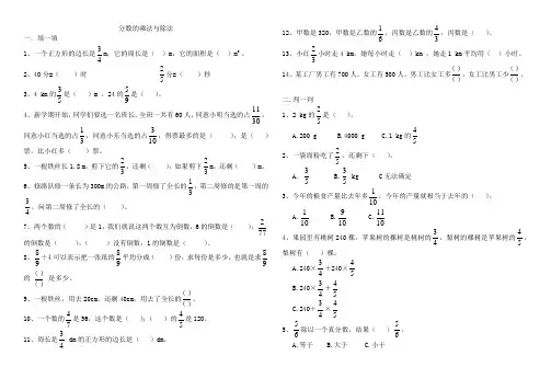 小学数学分数乘法与除法习题