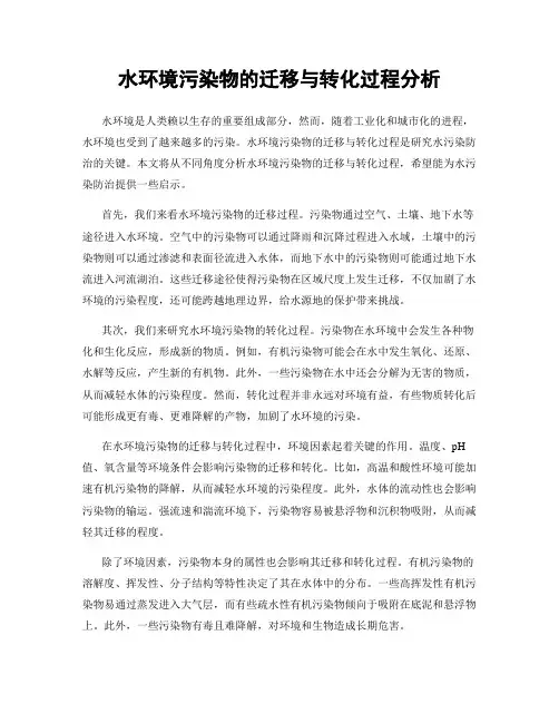 水环境污染物的迁移与转化过程分析