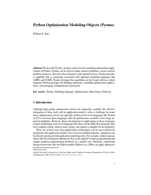 Python Optimization Modeling Objects (Pyomo)英文精品课件