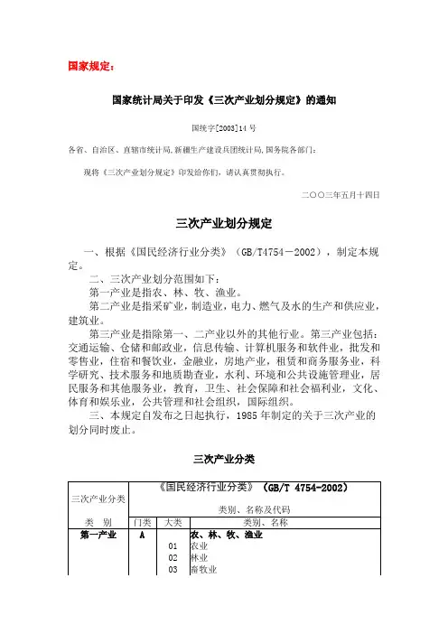 三产的划分