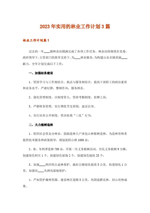 2023年实用的林业工作计划3篇