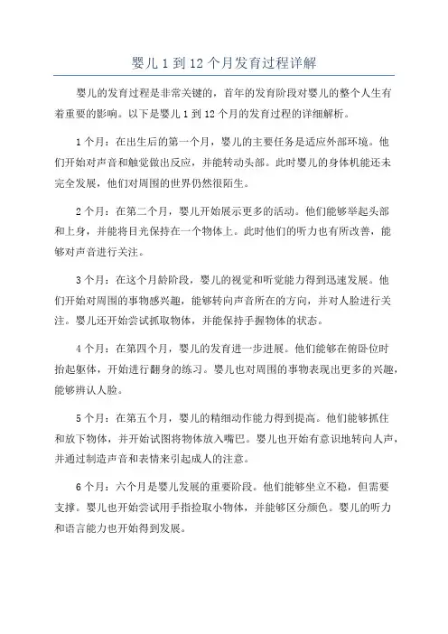婴儿1到12个月发育过程详解