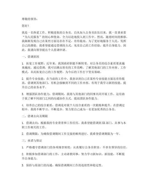 公务员个人借调申请书