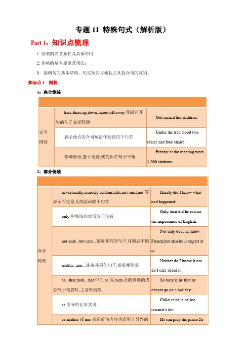 高考英语知识清单 (强化版)-专题11 特殊句式  (解析版)