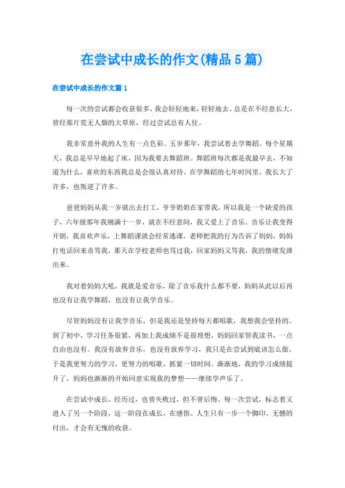 在尝试中成长的作文(精品5篇)
