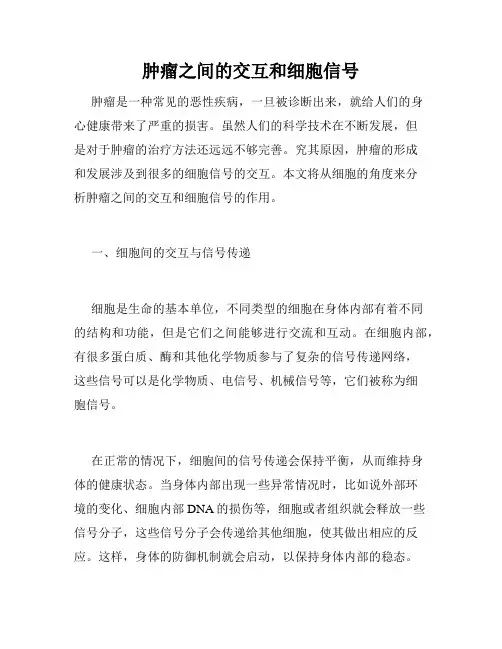 肿瘤之间的交互和细胞信号